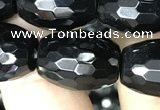 CAA2504 15.5 inches 13*18mm faceted rice black agate beads wholesale