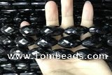 CAA2507 15.5 inches 15*30mm faceted rice black agate beads wholesale