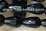 CAA2510 15.5 inches 6*9mm faceted teardrop black agate beads