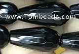 CAA2512 15.5 inches 8*16mm faceted teardrop black agate beads