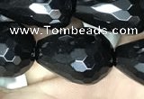 CAA2516 15.5 inches 13*18mm faceted teardrop black agate beads