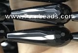 CAA2518 15.5 inches 8*25mm faceted teardrop black agate beads