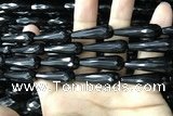 CAA2520 15.5 inches 10*30mm faceted teardrop black agate beads