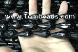 CAA2521 15.5 inches 15*30mm faceted teardrop black agate beads