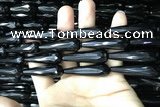 CAA2522 15.5 inches 12*40mm faceted teardrop black agate beads