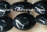 CAA2536 15.5 inches 8*10mm oval black agate beads wholesale