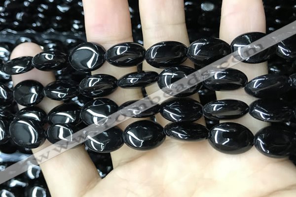 CAA2538 15.5 inches 10*14mm oval black agate beads wholesale