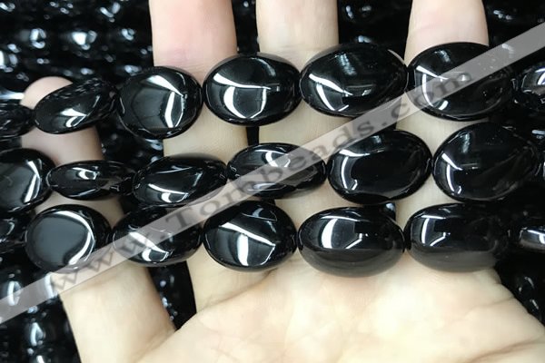 CAA2540 15.5 inches 13*18mm oval black agate beads wholesale