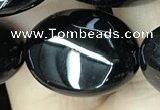 CAA2541 15.5 inches 15*20mm oval black agate beads wholesale