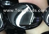 CAA2542 15.5 inches 18*25mm oval black agate beads wholesale