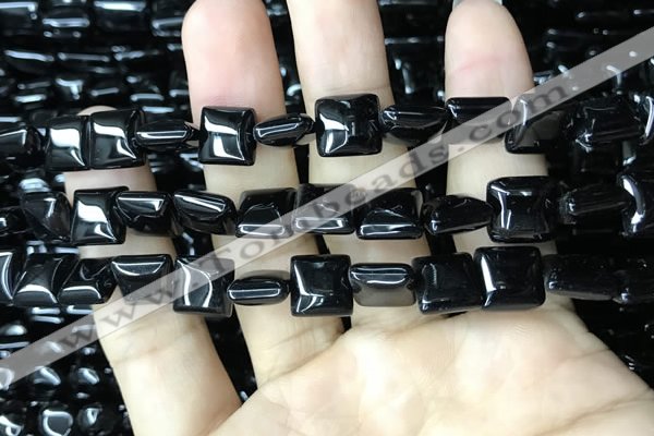 CAA2555 15.5 inches 10*10mm square black agate beads wholesale