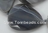 CAA256 15.5 inches 30*40mm faceted teardrop grey line agate beads