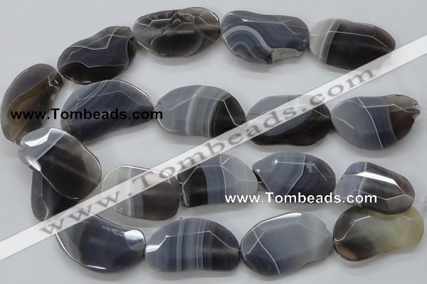 CAA257 15.5 inches 25*40mm faceted freeform grey line agate beads