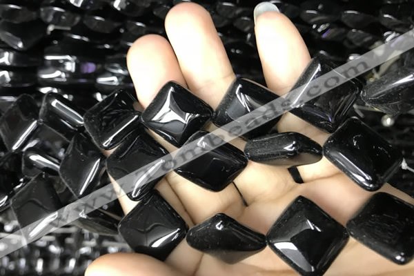 CAA2575 15.5 inches 14*14mm diamond black agate beads wholesale