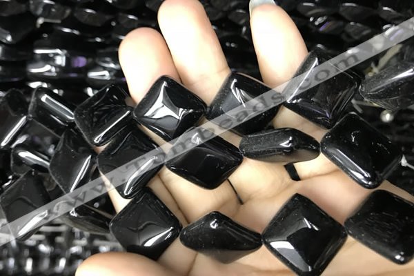 CAA2576 15.5 inches 18*18mm diamond black agate beads wholesale