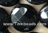 CAA2587 15.5 inches 30mm faceted coin black agate beads wholesale