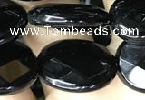 CAA2595 15.5 inches 15*20mm faceted oval black agate beads wholesale