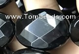 CAA2597 15.5 inches 22*30mm faceted oval black agate beads wholesale