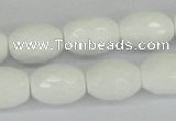 CAA26 15.5 inches 12*16mm faceted rice white agate gemstone beads