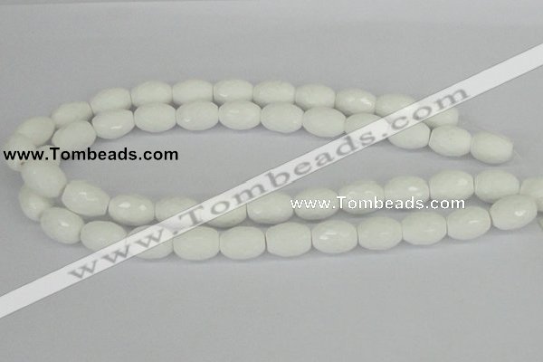 CAA26 15.5 inches 12*16mm faceted rice white agate gemstone beads