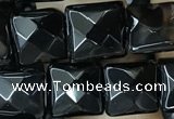 CAA2607 15.5 inches 8*8mm faceted square black agate beads