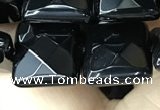 CAA2611 15.5 inches 16*16mm faceted square black agate beads