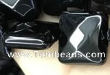 CAA2613 15.5 inches 20*20mm faceted square black agate beads