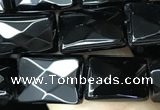 CAA2618 15.5 inches 8*12mm faceted rectangle black agate beads wholesale