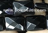 CAA2619 15.5 inches 10*14mm faceted rectangle black agate beads