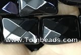 CAA2620 15.5 inches 12*16mm faceted rectangle black agate beads