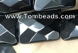 CAA2622 15.5 inches 15*20mm faceted rectangle black agate beads