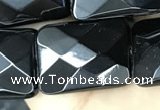 CAA2623 15.5 inches 18*25mm faceted rectangle black agate beads