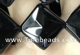 CAA2629 15.5 inches 14*14mm faceted diamond black agate beads