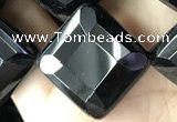 CAA2631 15.5 inches 20*20mm faceted diamond black agate beads