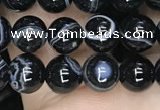 CAA2636 15.5 inches 6mm round banded black agate beads wholesale