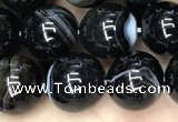 CAA2638 15.5 inches 10mm round banded black agate beads wholesale