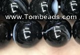 CAA2639 15.5 inches 12mm round banded black agate beads wholesale