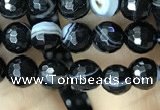 CAA2645 15.5 inches 6mm faceted round banded black agate beads