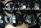 CAA2648 15.5 inches 12mm faceted round banded black agate beads