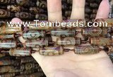 CAA2664 15.5 inches 10*28mm - 11*30mm rice tibetan agate dzi beads