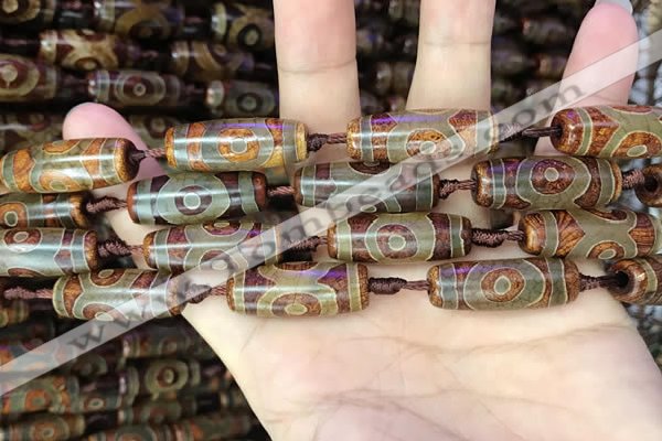 CAA2664 15.5 inches 10*28mm - 11*30mm rice tibetan agate dzi beads