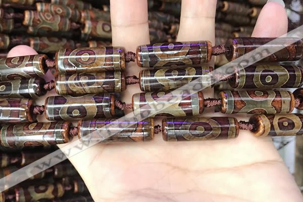 CAA2665 15.5 inches 8*28mm - 10*31mm tube tibetan agate dzi beads
