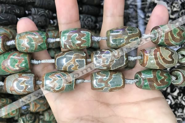 CAA2668 15.5 inches 13*22mm - 15*23mm drum tibetan agate dzi beads