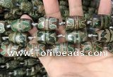 CAA2670 15.5 inches 13*22mm - 15*23mm drum tibetan agate dzi beads