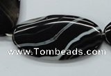 CAA268 15.5 inches 25*48mm oval black line agate gemstone beads