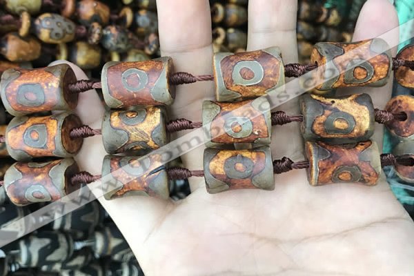 CAA2684 15.5 inches 14*19mm - 15*20mm bone tibetan agate dzi beads