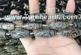 CAA2687 15.5 inches 12*30mm - 14*30mm rice tibetan agate dzi beads