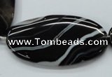 CAA269 15.5 inches 30*55mm oval black line agate gemstone beads