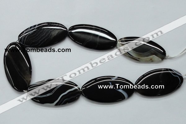CAA269 15.5 inches 30*55mm oval black line agate gemstone beads