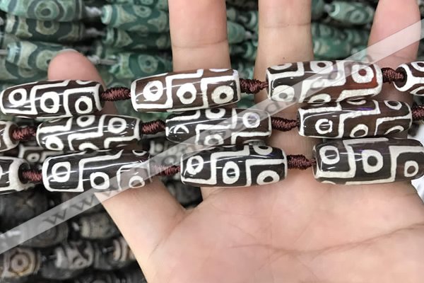 CAA2692 15.5 inches 12*30mm - 14*30mm rice tibetan agate dzi beads